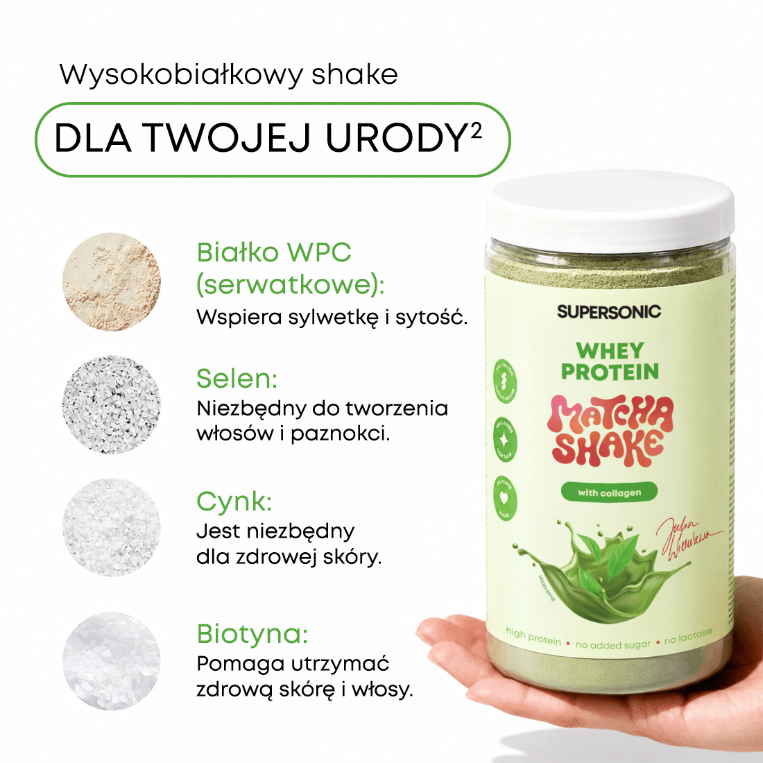 SUPERSONIC Proteinowy Shake Matcha z kolagenem